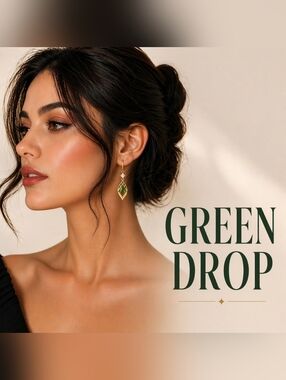Elegant Green Drop Earrings Gold Dangle Crystal Leaf Lightweight Statement Jewel